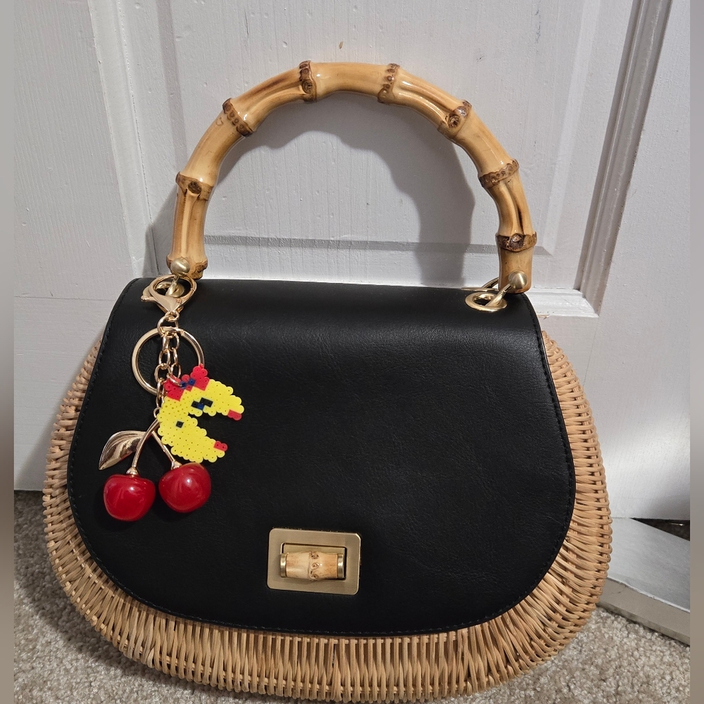 Ms. Pac-Man Cherry Charm -- Homemade Bag Charm/Keychain